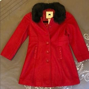 Janie and Jack Girls 6 Red wool coat